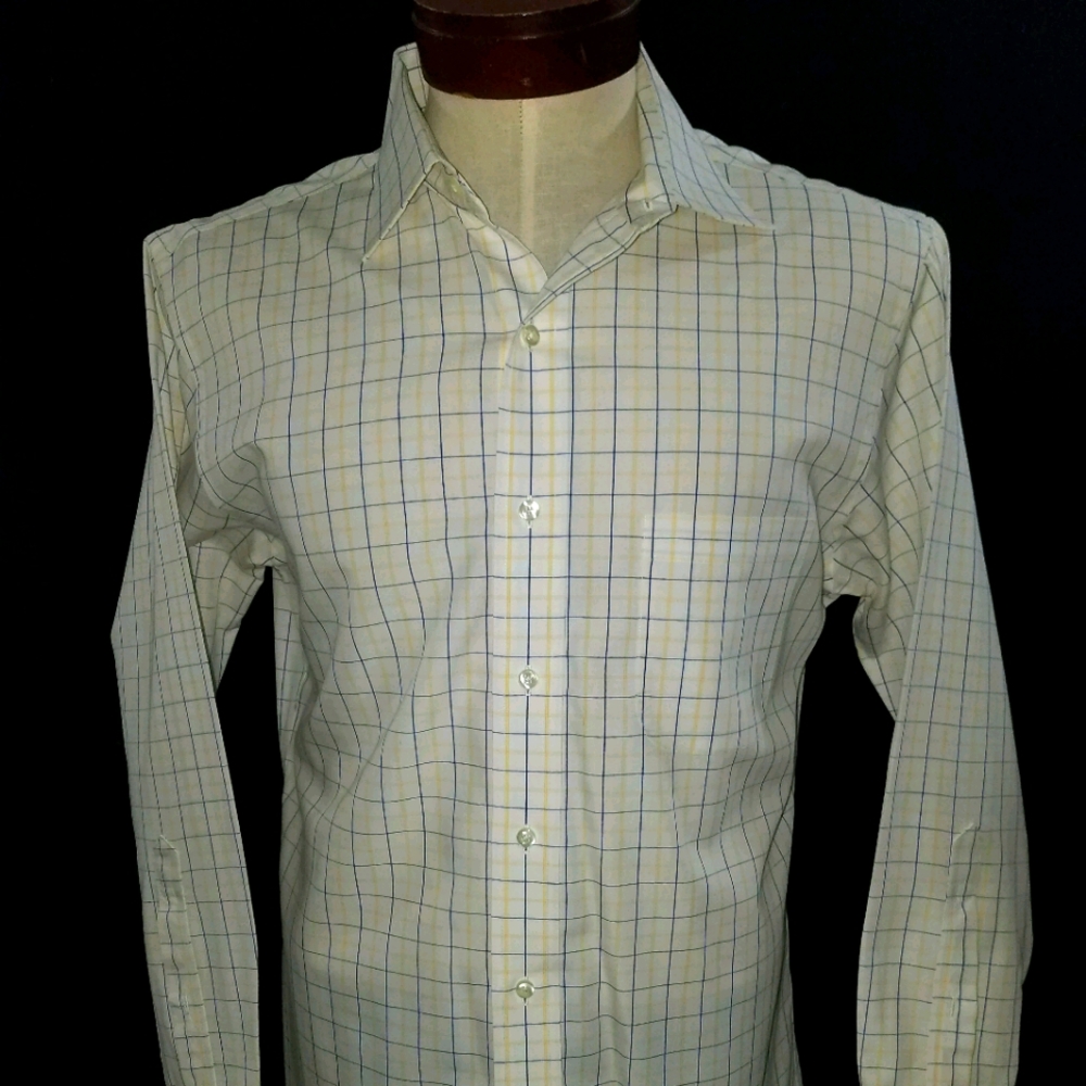 Brooks Brothers  Mens Blue White Check Dress Shirt